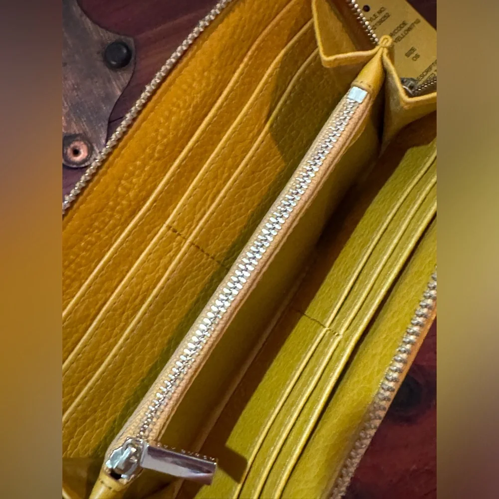 Tory Burch Stacked T Zip Continental Wallet Golden Yellow Leather